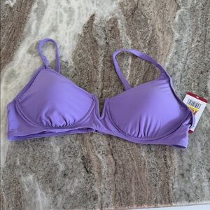 Anne Cole XL Women's lilac purple v wire elongated underwire bikini swim top NWT
